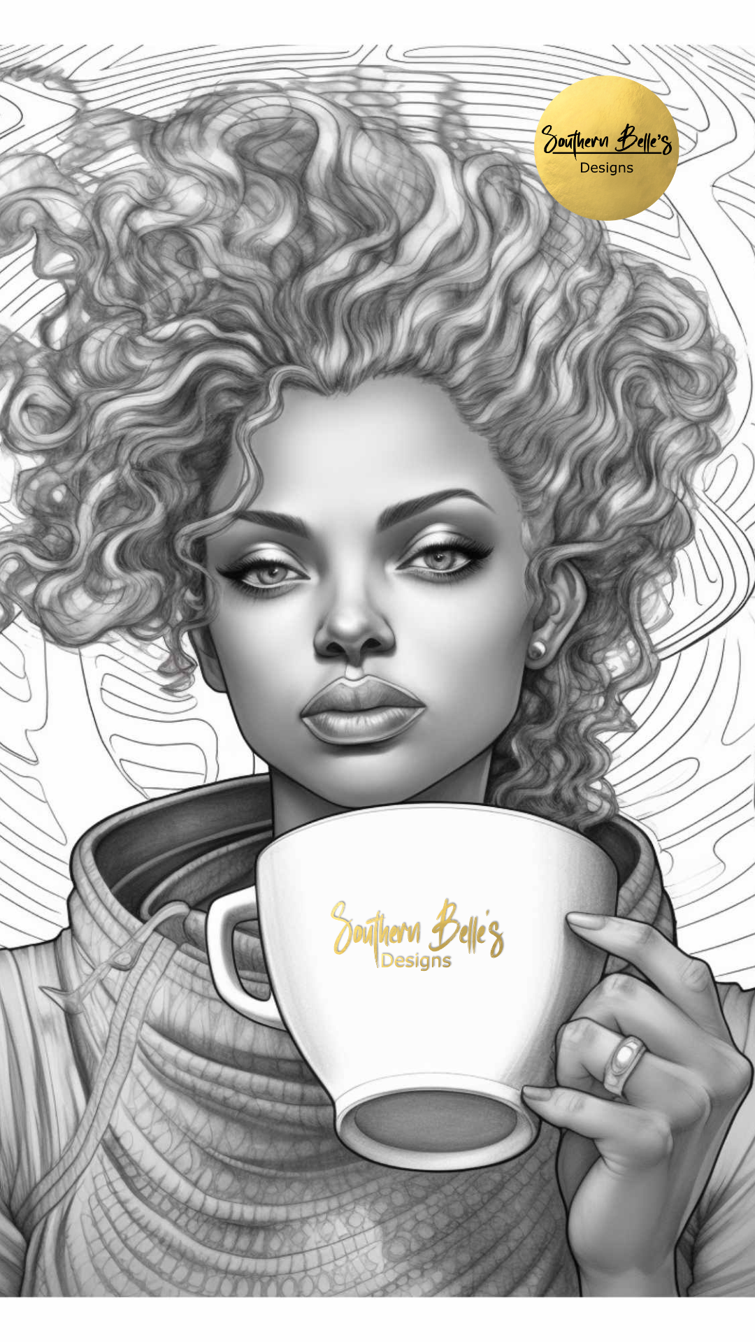Coloring Book For Women: Coffee Inspiration & Swirls: A Black Background  Coloring Book For Coffee Lovers - Art Therapy Coloring